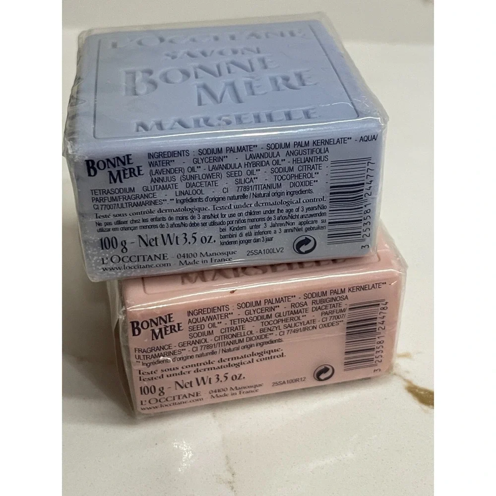 L'Occitane Bonne Mere Bar Soap‎ Bath Rose & Lavender 100 g/3.5 oz Scented New